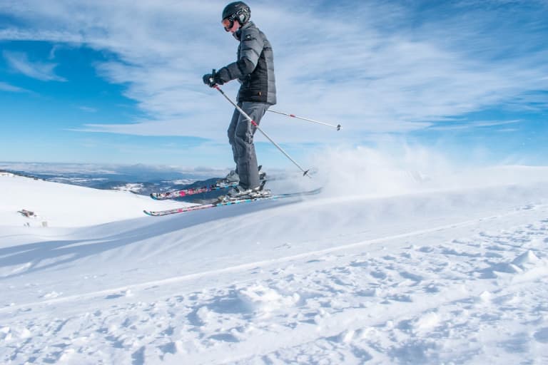 Skiing on the moutain volcano