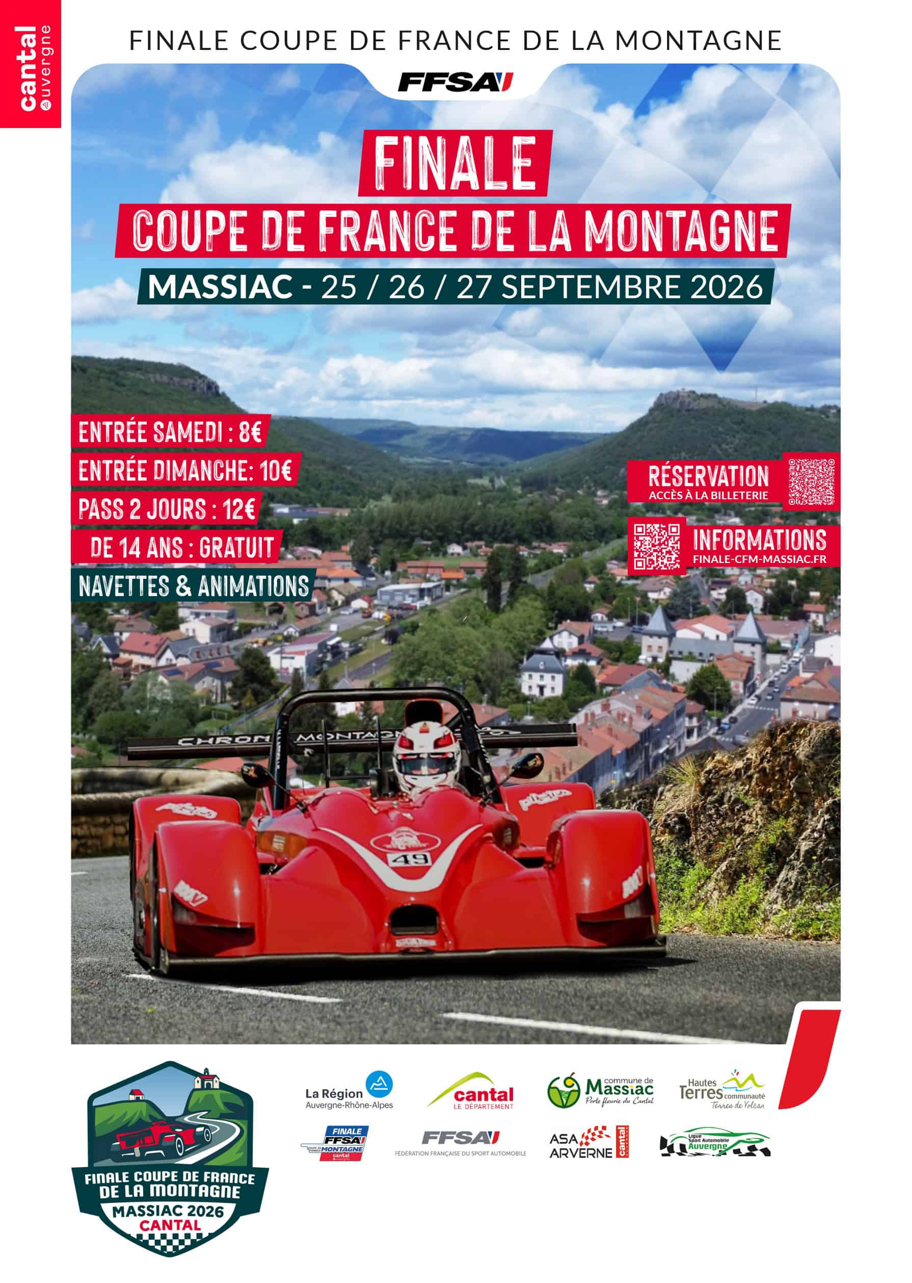 Voiture de course rouge lors de la finale de la Coupe de France de la Montagne 2026.